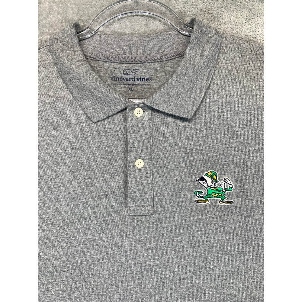 Vineyard Vines Notre Dame Polo Shirt Embroidered Logo Gray XL Fighting Irish SS